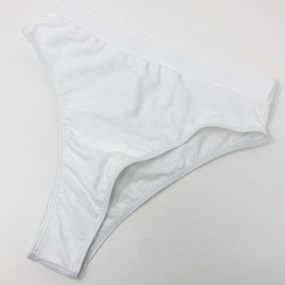 White 2-Piece Bikini High Waisted Scalloped Trim Balconette Push Up Top NWOT - Picture 7 of 13